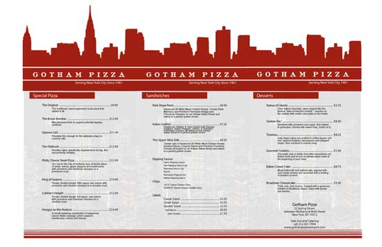 restaurant table menu design with cut out