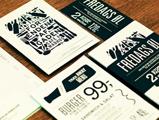 typographic restaurant table menu design