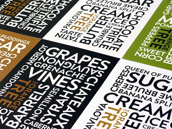 typographic restaurant table menu design