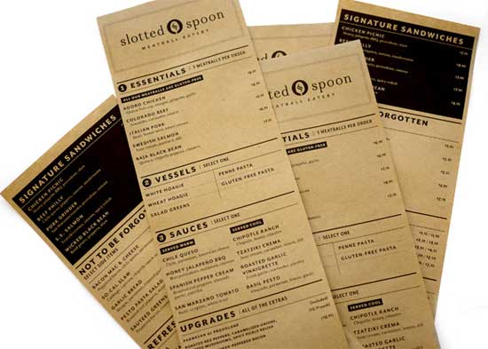 typographic restaurant table menu design