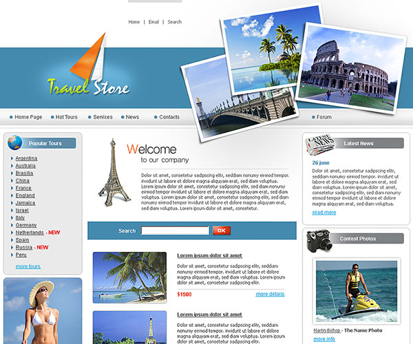 Free Travel Store Website Template