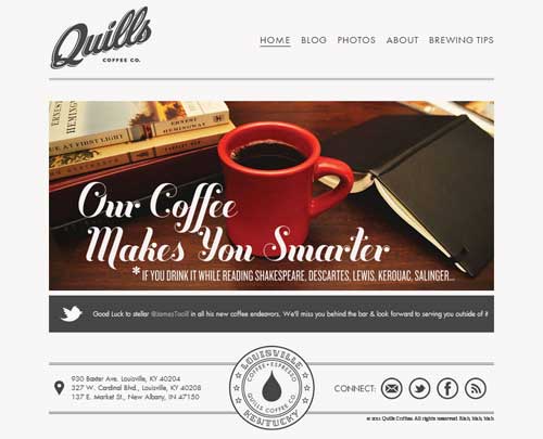 Quills Coffee Company website