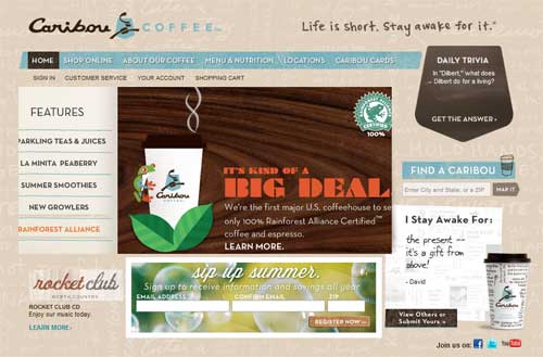Caribou coffee website