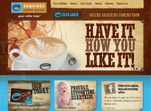 Esquires Coffee House website