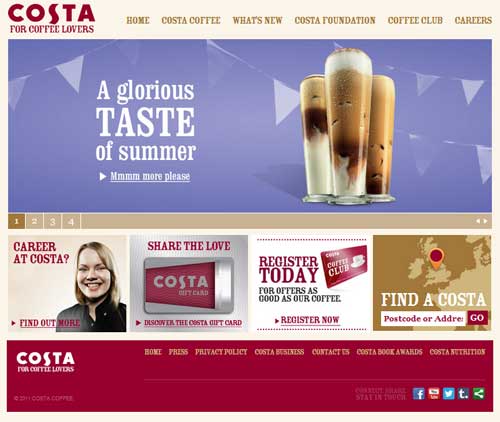 Costa coffee website