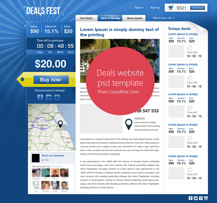 Premium Beautiful Deals Website PSD Template for Free Download cssauthor.com 20 Beautiful Web Design Template PSD for Free Download