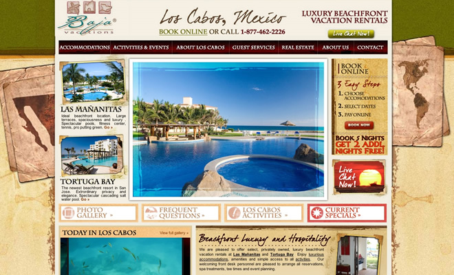 Mẫu thiết kế web du lịch Baja Vacations