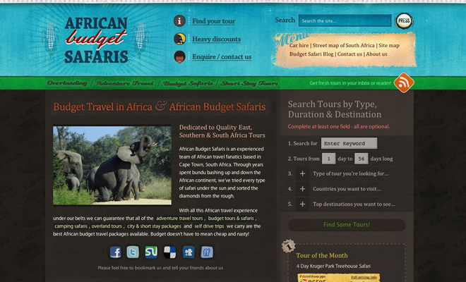 Mẫu thiết kế web du lịch African Budget Safaris