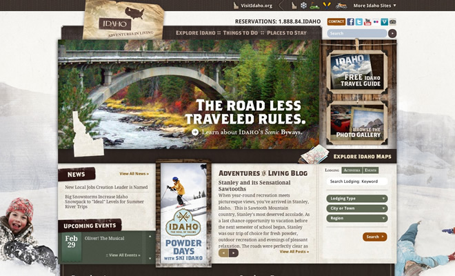 Mẫu thiết kế web du lịch Visit Idaho