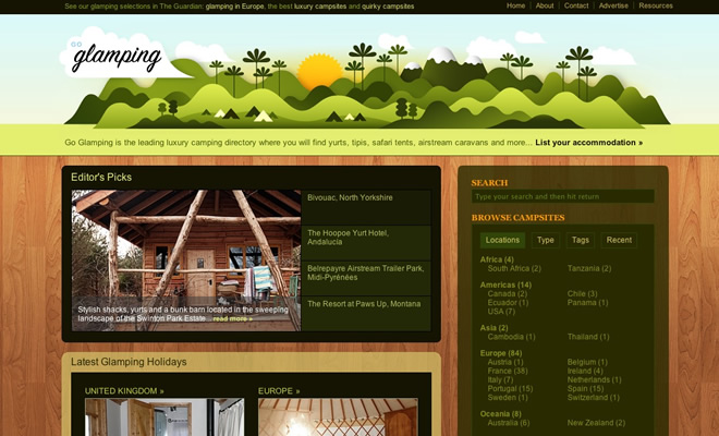 Mẫu thiết kế web du lịch Go Glamping