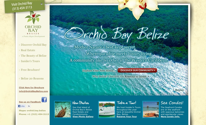 Mẫu thiết kế web du lịch Orchid Bay Belize