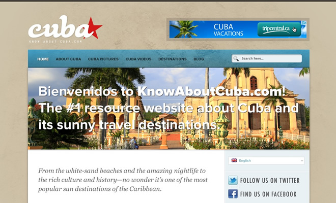 Mẫu thiết kế web du lịch Know About Cuba