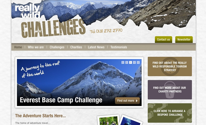Mẫu thiết kế web du lịch Really Wild Challenges