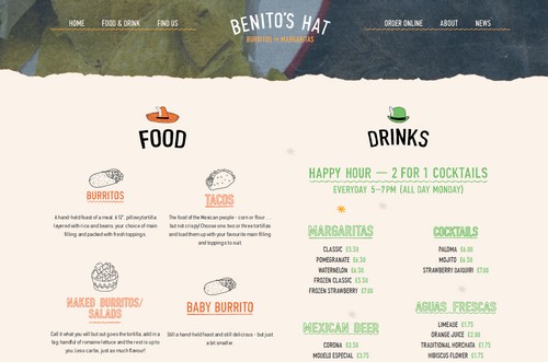 Benitos Hat Food Website