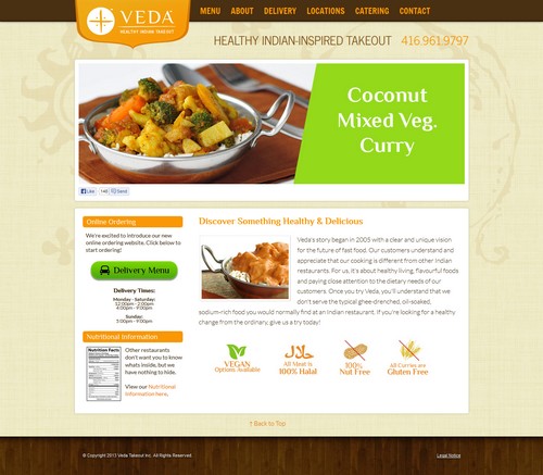 Veda Takeout Web Design