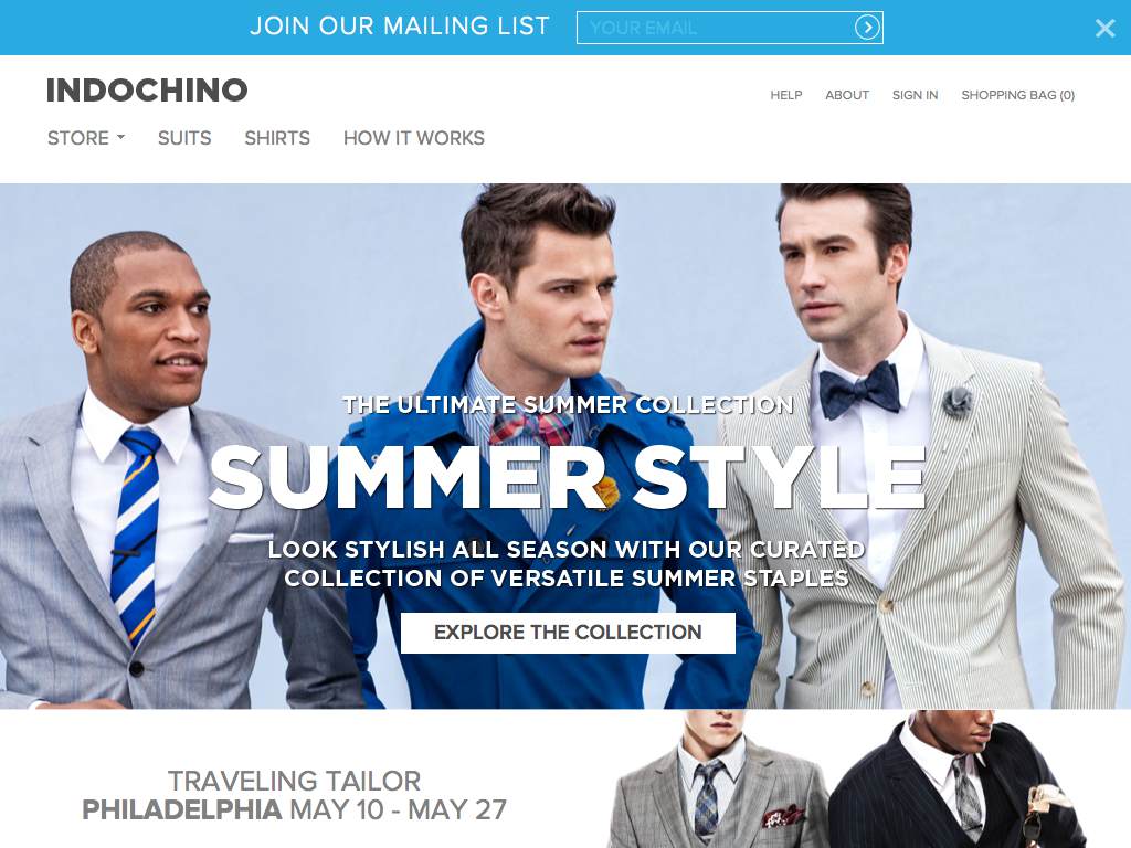 Indochino Responsive Website on a Tablet