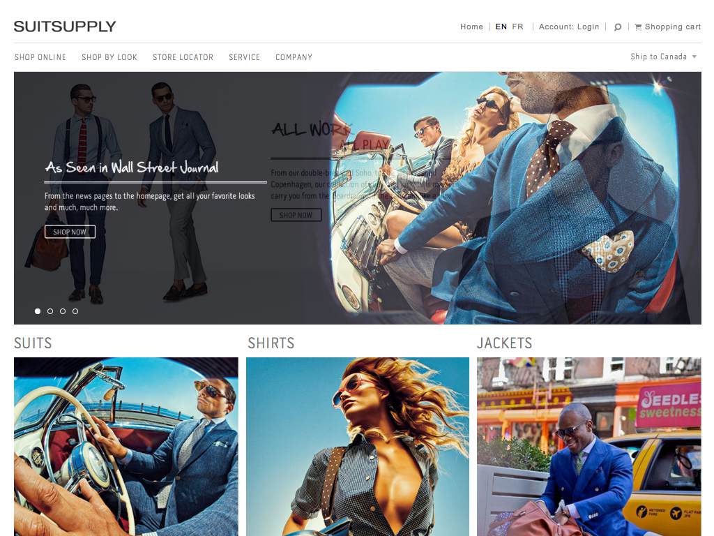 Suitsupply Responsive Website on Mobile