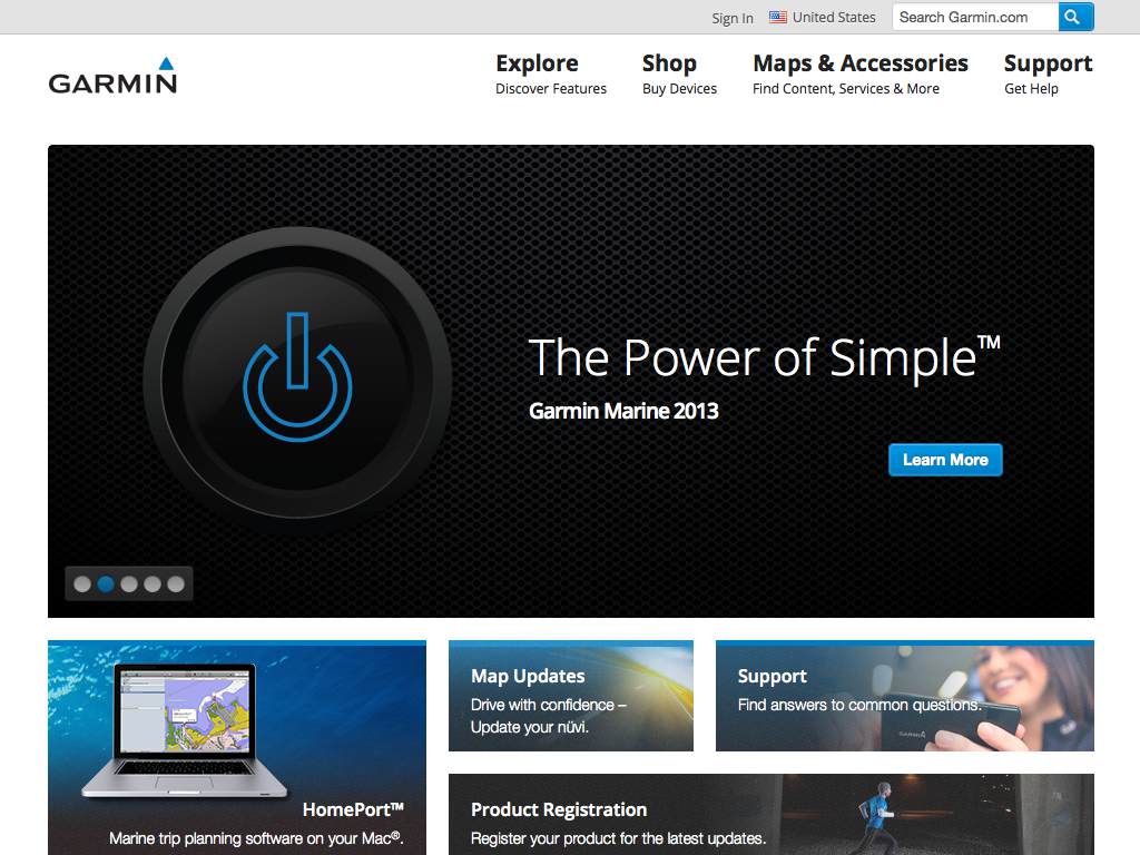 Garmin Responsive Website on Mobile