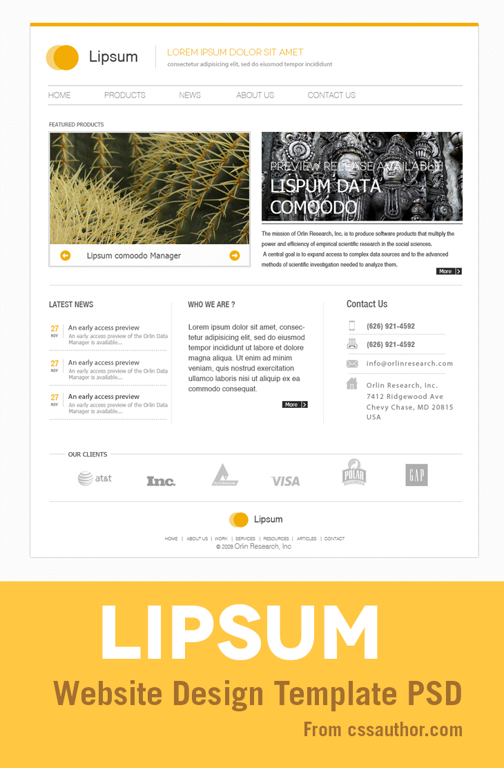 Minimal Website Design PSD Template for Free Download cssauthor.com 20 Beautiful Web Design Template PSD for Free Download