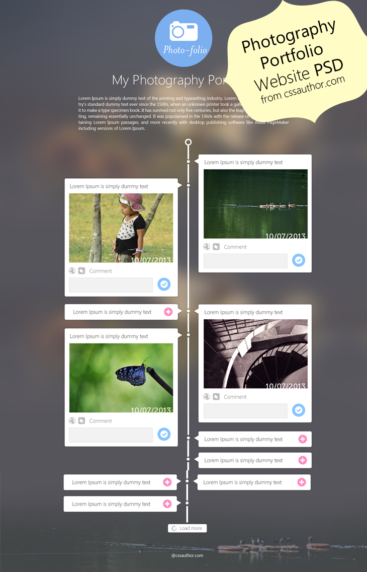Tải về miễn phí: 20 mẫu thiết kế web Template PSD Photography Portfolio Website Template Design PSD cssauthor.com 20 Beautiful Web Design Template PSD for Free Download
