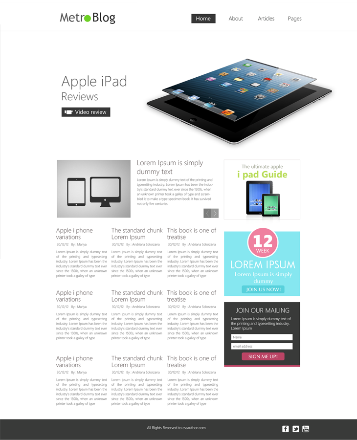 Tải về miễn phí: 20 mẫu thiết kế web Template PSD Premium Metro Style Blog Template PSD for Free Download cssauthor.com 20 Beautiful Web Design Template PSD for Free Download