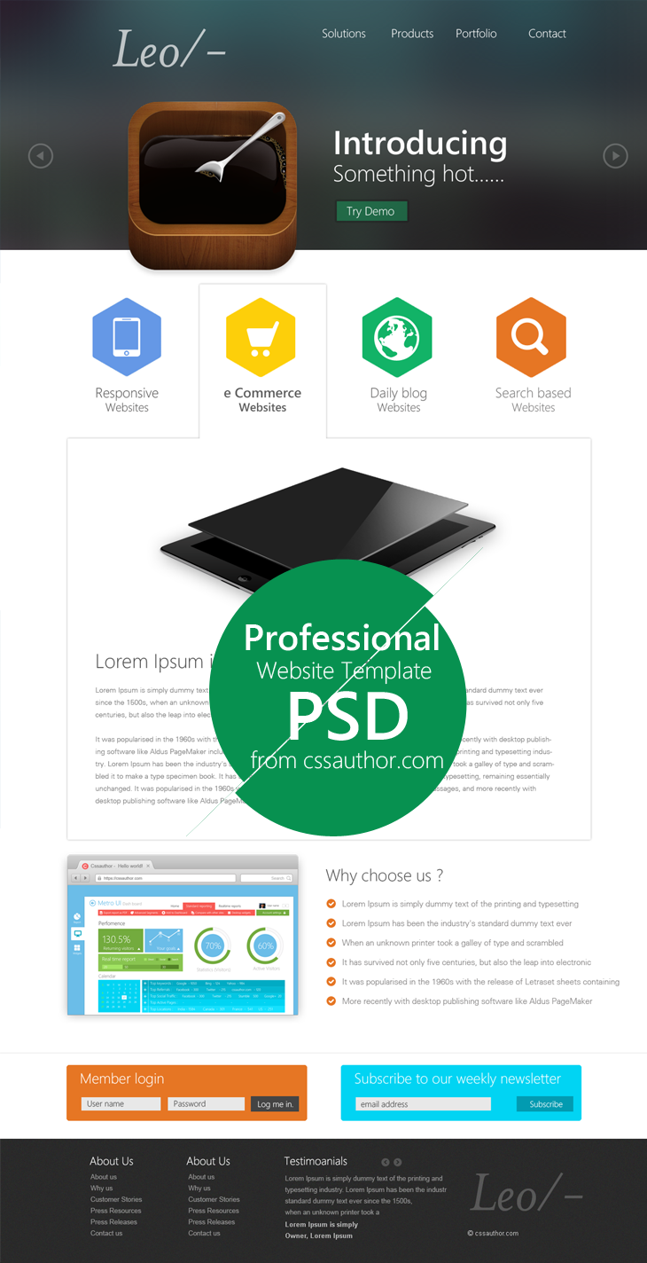 Tải về miễn phí: 20 mẫu thiết kế web Template PSD Professional Website Template Design PSD cssauthor.com 20 Beautiful Web Design Template PSD for Free Download