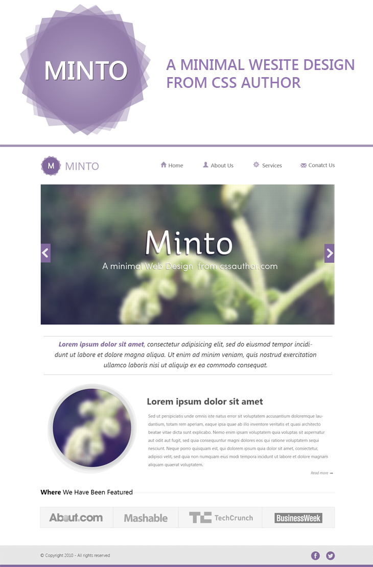 Tải về miễn phí: 20 mẫu thiết kế web Template PSD Minto – A Free Minimal Website Design Template PSD cssauthor.com 20 Beautiful Web Design Template PSD for Free Download