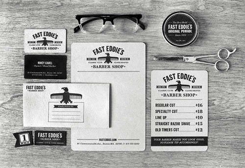 50 bộ nhận dạng thương hiệu cực chất Fast Eddie's Barber Shop