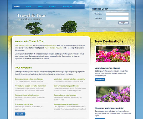 Free Travel & Tour Website Template