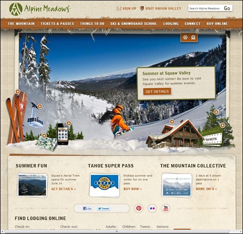 Alpine Meadows hotel website designs