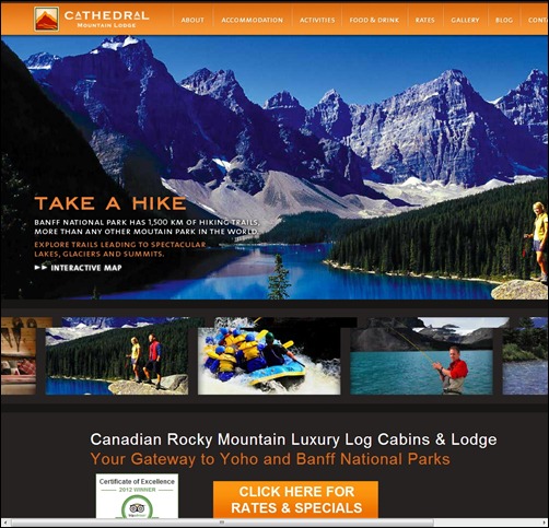 Cathedral Mountain Lodge travel website designs