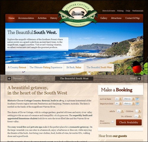 Clover Cottage hotel web design