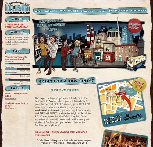 Dublin Pub Crawl travel web design