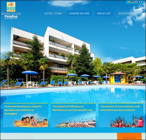 Hotel Paradiso travel website designs