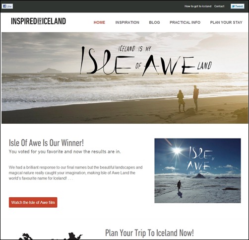 Inspired by Iceland hotel web design