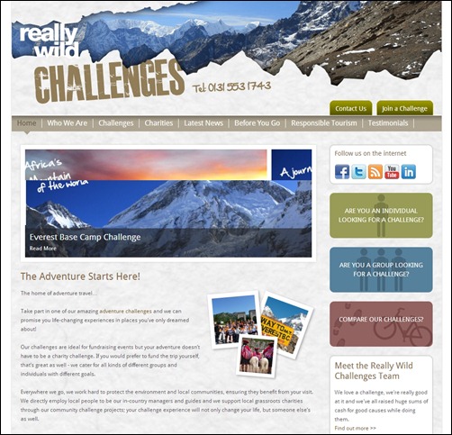 Really Wild Challenges best hotel website design
