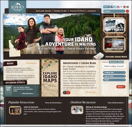 Visit Idaho travel web design