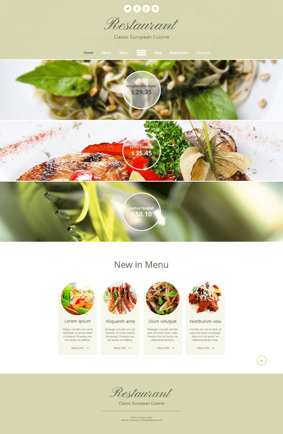 Free Restaurant Site HTML5 Template