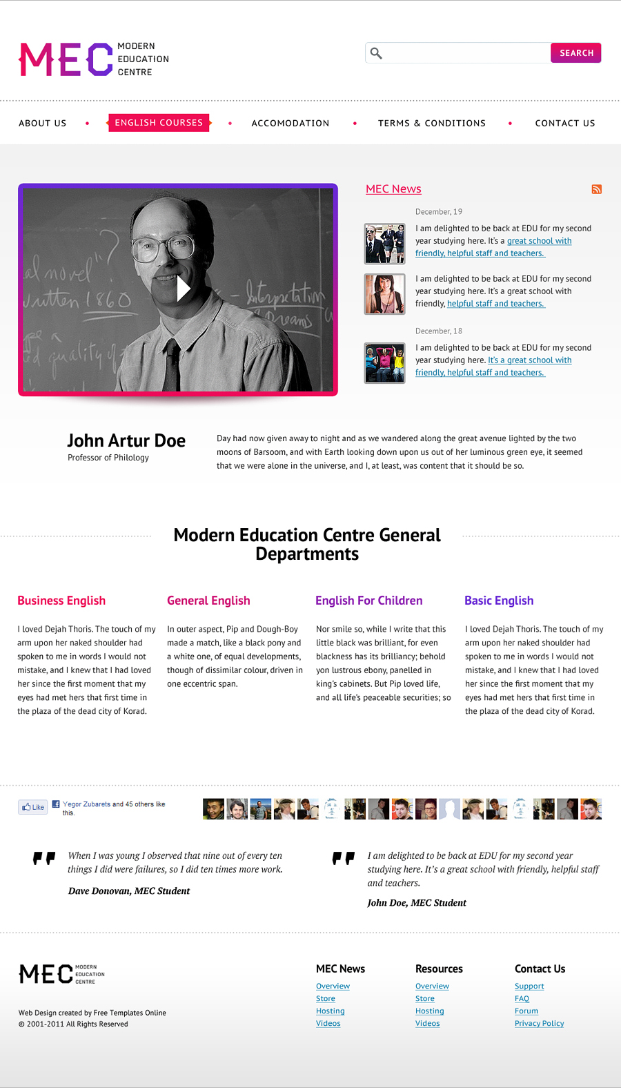 Free Education Centre Website Template