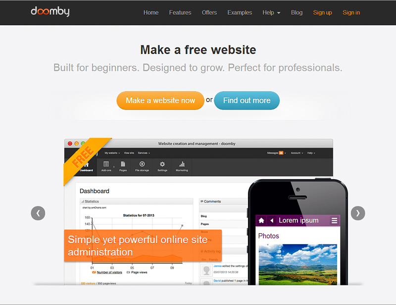 15 Nhà xây dựng website miễn phí tốt nhất Doomby free web builder