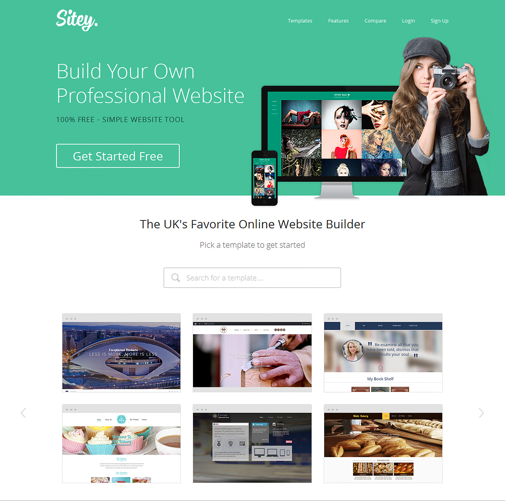 15 Nhà xây dựng website miễn phí tốt nhất Sitey free web builder