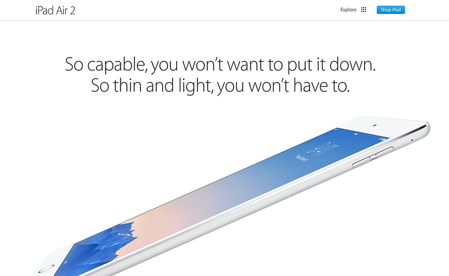 9 Gợi ý cho một kế thiết Webiste phẳng tuyệt đẹp Apple iPad Air 2