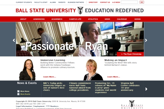 Nổi bật với 30 website của các trường Đại Học Ball State University