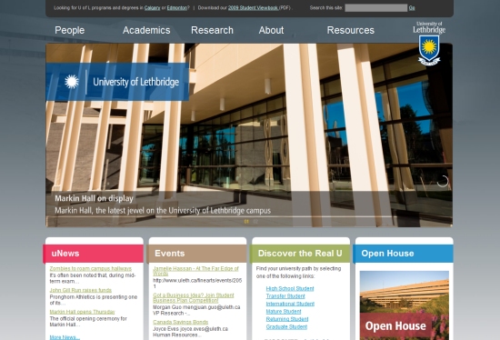 Nổi bật với 30 website của các trường Đại Học University of Lethbridge