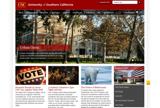 Nổi bật với 30 website của các trường Đại Học University of Southern California