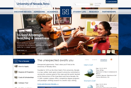 Nổi bật với 30 website của các trường Đại Học University of Nevada, Reno