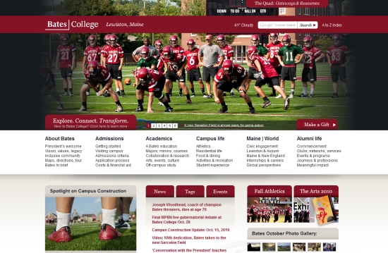 Nổi bật với 30 website của các trường Đại Học Bates College