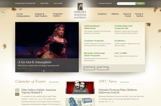 Nổi bật với 30 website của các trường Đại Học Nebraska Wesleyan University
