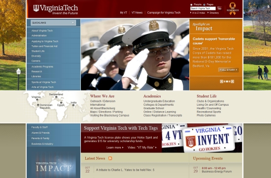 Nổi bật với 30 website của các trường Đại Học Virginia Tech