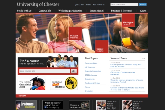 Nổi bật với 30 website của các trường Đại Học University of Chester